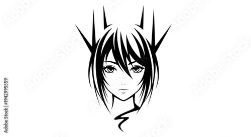 Anime Style Character Portrait with Spiky Hair