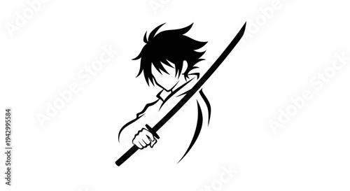 Samurai warrior illustration with sword