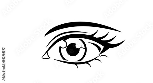 Black and white eye illustration with lashes