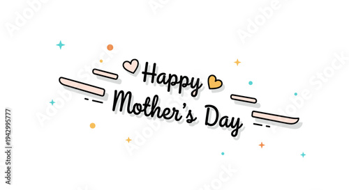 Stylish typography design featuring 'Happy Mother's Day' with decorative elements in a modern, playful style