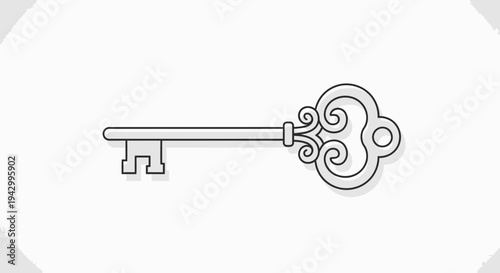 Antique Skeleton Key with Decorative Bit - Symbol of Mystery and Access