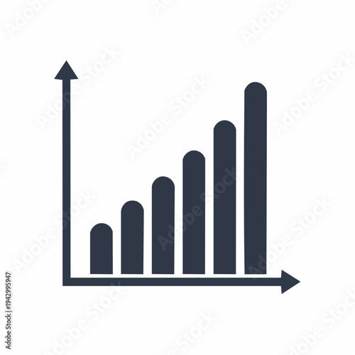 Bar chart showing upward trend and growth with positive progress and success