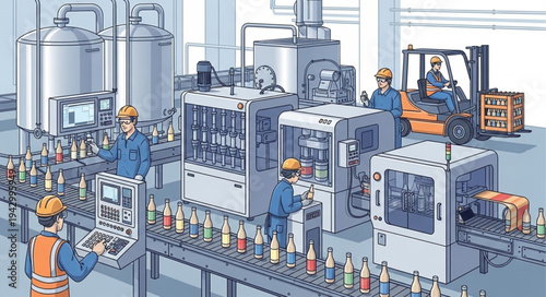 Industrial Factory Production Line Workers.