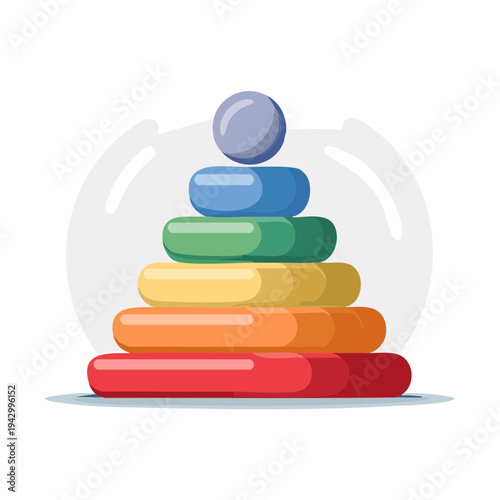 Colorful Stacking Ring Toy with a Ball on Top, Fun Baby Development Activity