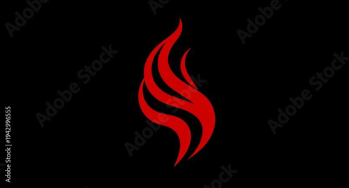 Tribal fire tattoo vector illustration featuring a hot red and orange burning flame design element with a floral ornament swirl pattern for a logo or decorative symbol