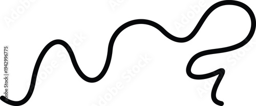 Black wavy line with organic squiggle pattern abstract flowing curve decorative vector Illustration