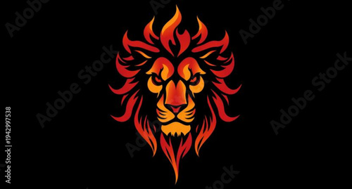 A fiery eagle tattoo design and gothic skull illustration with tribal fire flames on a black background featuring vector monster face art