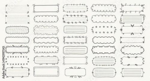 Collection of Decorative Hand Drawn Frames and Borders.