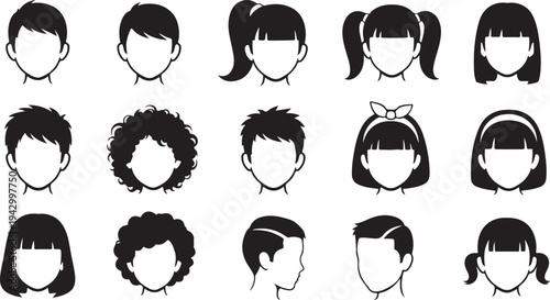 A collection of diverse children s faces in black a graphic silhouette