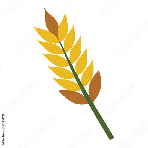 Angled Golden Wheat Ear Illustration Symbolizing Crop Cultivation and Sustainable Food Production