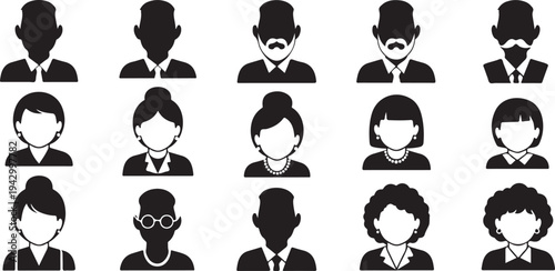 Diverse group of people represented as black silhouettes