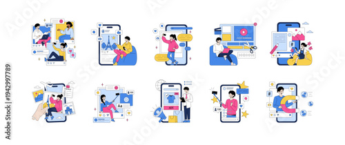 Social Media Interaction and Content Creation Illustrated