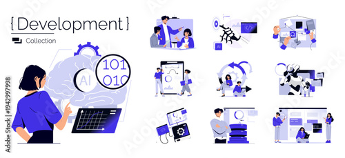Collaborative AI Development Vector Illustration