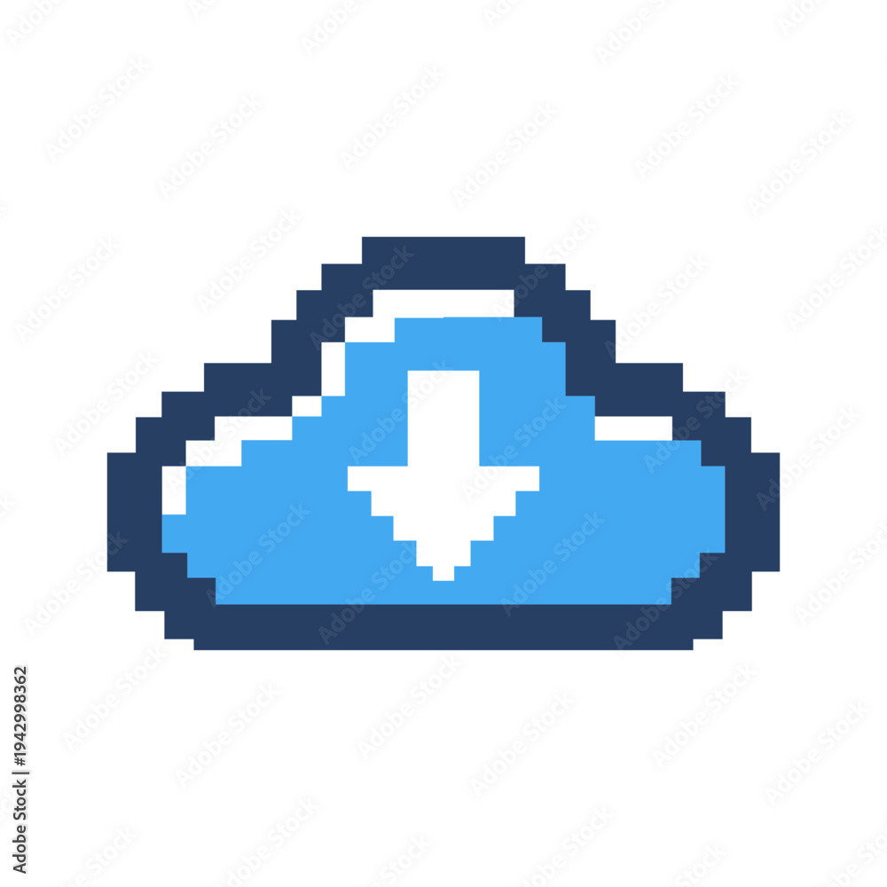 Obraz premium Pixel Cloud Storage Icon
