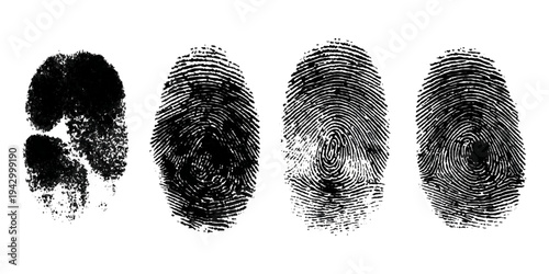 Abstract forensic grunge set fingerprint background texture. vector black grunge fingerprint distressed dirty background design element.