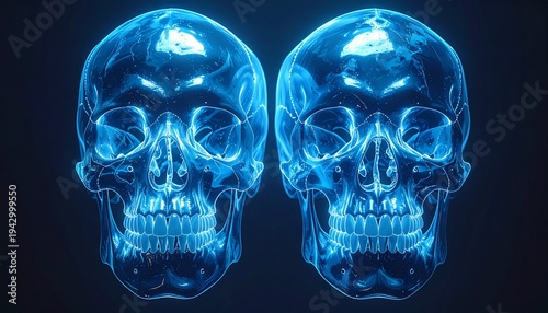 Comparison of Two Human Skulls Showing Size Difference and Cranial Defect