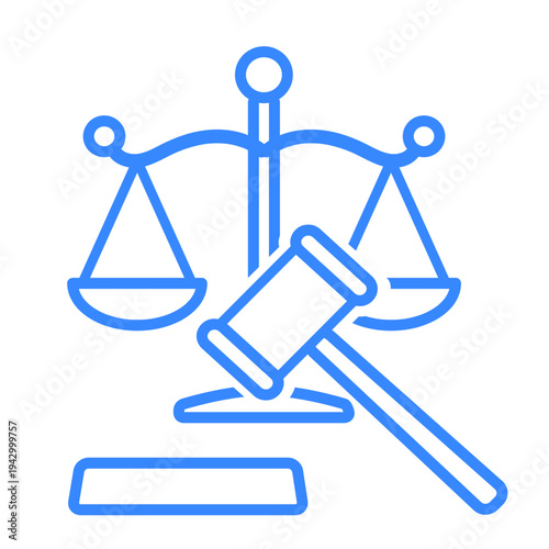 Justice Balance Scale and Judge Gavel Icon – Law, Court Decision, Compliance and AI Governance Concept
