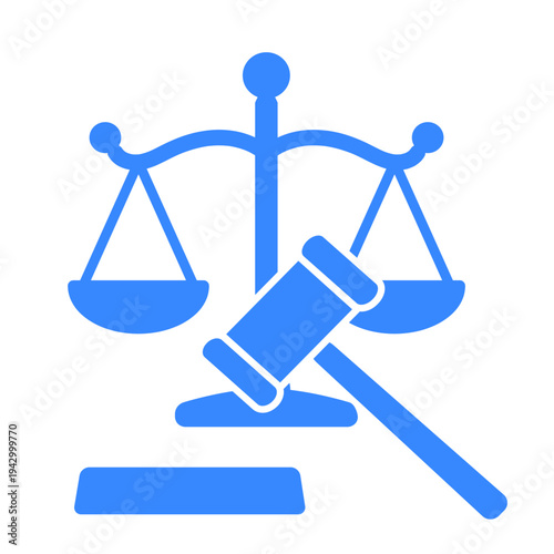 Justice Balance Scale and Judge Gavel Icon – Law, Court Decision, Compliance and AI Governance Concept