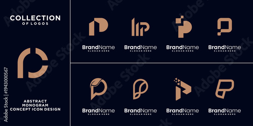 Set of letter P logo design inspiration. icons for modern business templates vector.