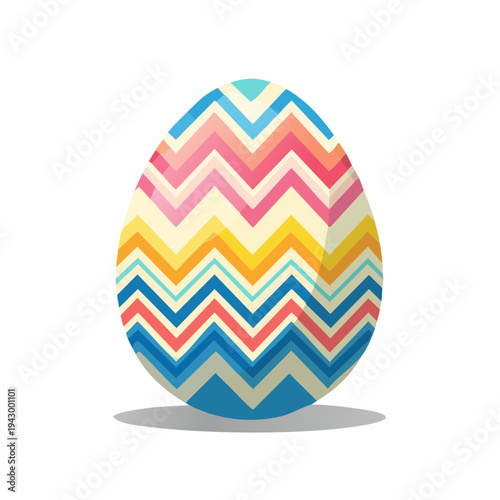 Colorful Easter Egg with Chevron Zigzag Pattern Vector Illustration Isolated on White Background for Spring Holiday Celebration Decoration