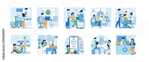 Medical Consultation and Emergency Services Vector Illustration