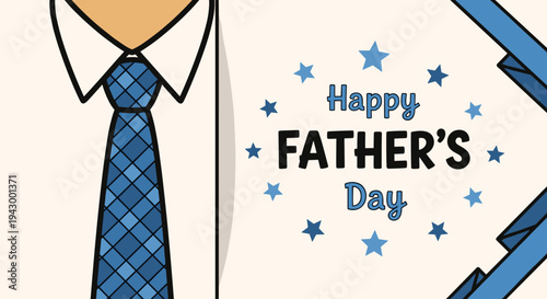 A festive illustration featuring a shirt and tie with a 'Happy Father's Day' message in a modern style