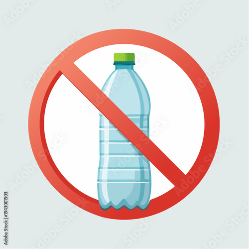 Ban Single Use Plastic Water Bottle Sign Icon Vector Graphic Symbol for Environmental Protection and Eco Friendly Awareness