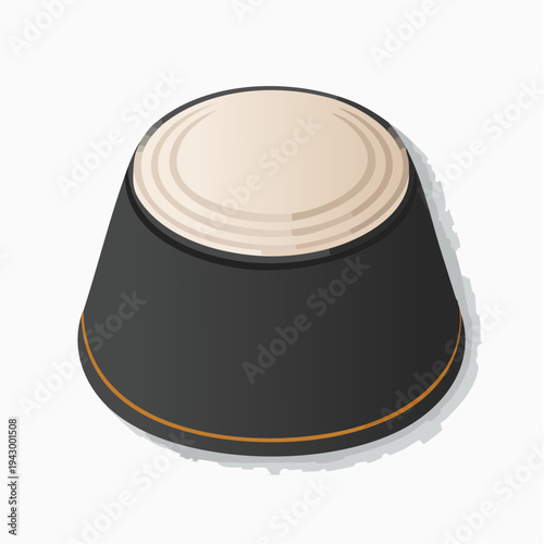 Minimalist Top View Icon of a Traditional Islamic Prayer Cap, Kufi, or Peci, Simple Vector Illustration for Religious Content and Muslim Culture Design