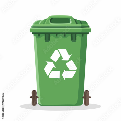 Set of recycle bin icons for sorting paper and plastic waste, flat vector symbols for environmental sustainability and ecological waste management organization in public spaces.