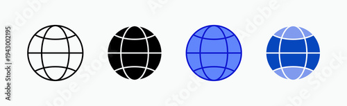 Globe Icon Sheet Multiple Style Collection Isolated Vector