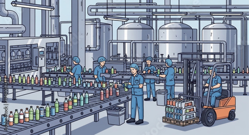 Industrial Factory Production Line Workers.