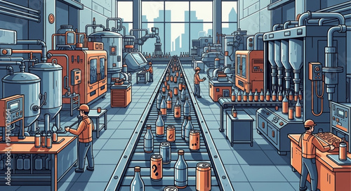 Industrial Factory Production Line Workers.