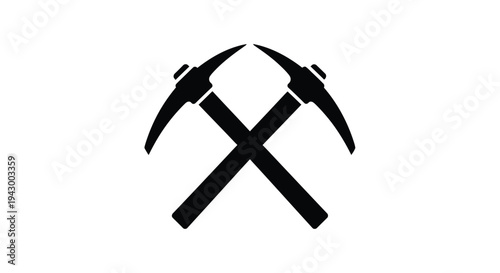 Two crossed pickaxes displayed as a striking black silhouette