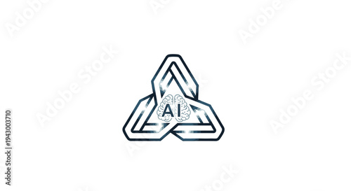 Artificial Intelligence Concept with Brain Inside Triangle