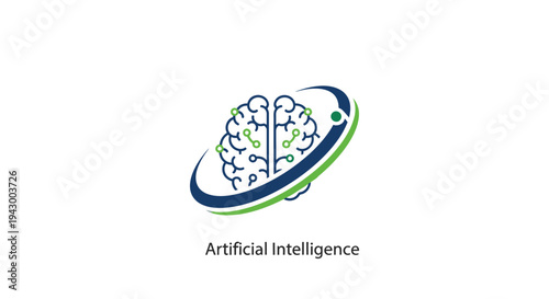 Artificial Intelligence Concept with Brain and Orbit Illustration