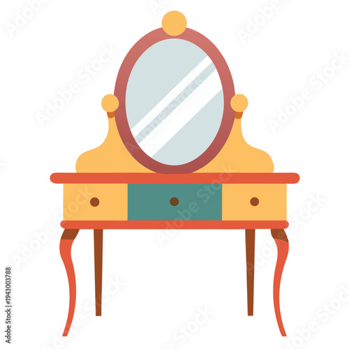 Elegant Vintage Dressing Table with Oval Mirror and Drawers for Beauty Routines