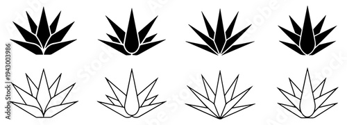 agave aloe vera plant icon set
