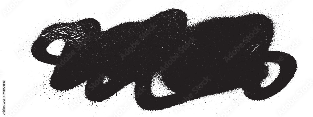 Fotografie Abstract black graffiti shape with granular texture and splattered effect