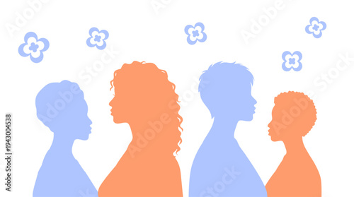 Women diversity and female community illustration. Multicultural women group and female friendship concept. WDifferent cultures and identities Diversity and inclusion concept