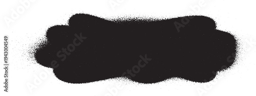 Black spray paint splatter cloud with texture, isolated on white background for design