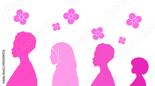 Women diversity and female community illustration. Multicultural women group and female friendship concept. WDifferent cultures and identities Diversity and inclusion concept