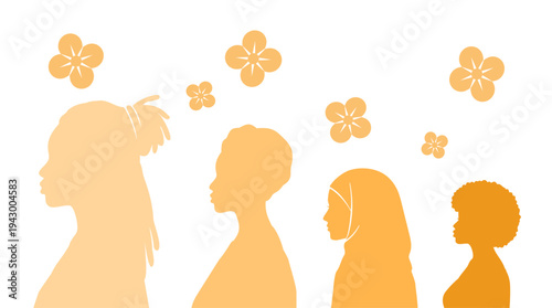 Women diversity and female community illustration. Multicultural women group and female friendship concept. WDifferent cultures and identities Diversity and inclusion concept