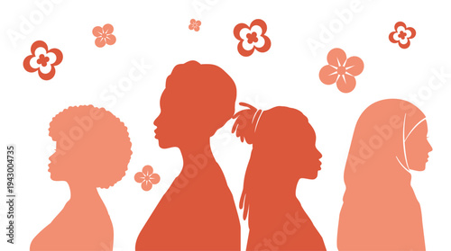 Women diversity and female community illustration. Multicultural women group and female friendship concept. WDifferent cultures and identities Diversity and inclusion concept