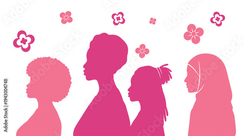 Women diversity and female community illustration. Multicultural women group and female friendship concept. WDifferent cultures and identities Diversity and inclusion concept