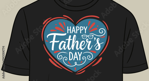 A vibrant Father's Day t-shirt design featuring a heart shape and playful typography in a modern style