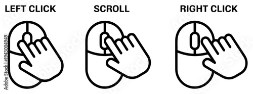 mouse click button icon set