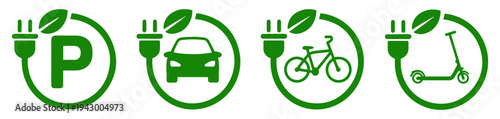charging station electric vehicle icon set