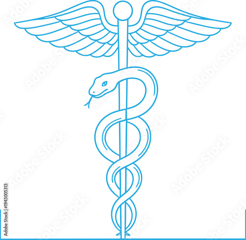 Medical symbol with wings and snake staff