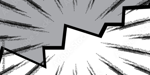 Comic radial explosion lines with speed effect for comic books. Superhero action, explosion background, manga speed frame, vector illustration