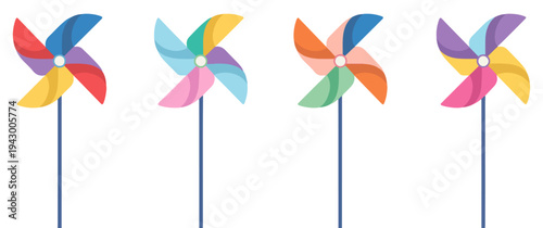 colored pinwheel toy vector icon
